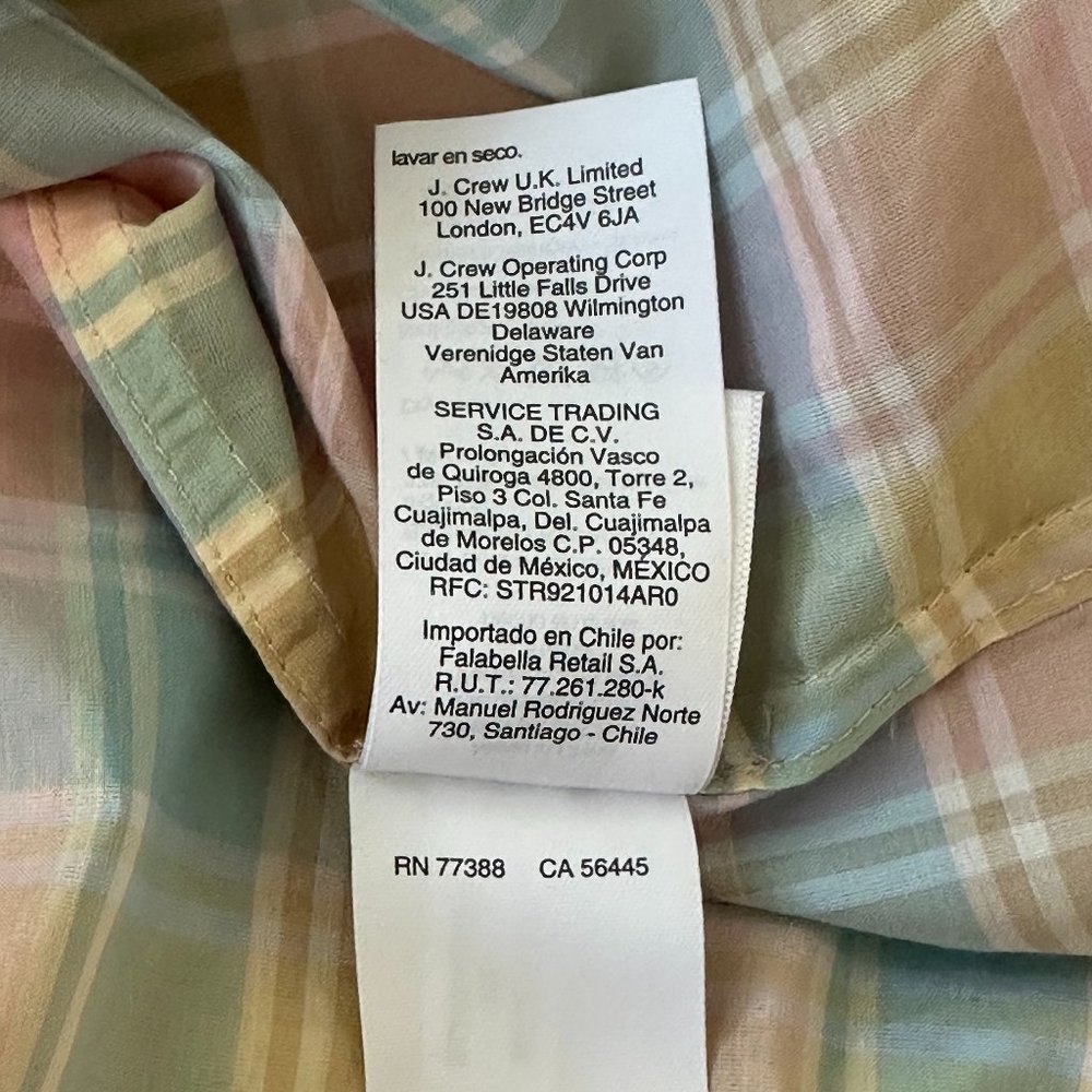 🌈 New 🌈 J Crew Classic-Fit Cotton-Silk Voile Ruffleneck Shirt in Pastel Plaid - Picture 13 of 13